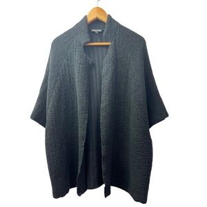 Eileen Fisher Silk Blend black crinkle knit Open Cardigan Size large
